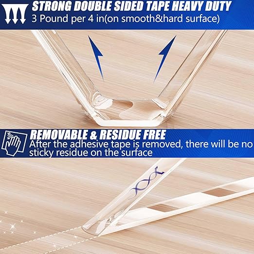 ZMUAXUAN 10 Rolls-9.85 FT Double Sided Mounting Tape Heavy Duty Removable,Clear Thick Nano Tape Adhesive Reusable,Wall Poster Picture Hanging Strips Putty, Sticky Tack Gel Glue for Hangers,Photo