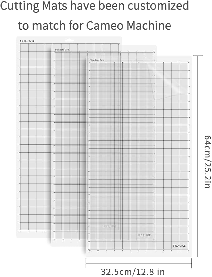REALIKE StandardGrip Cutting Mat for Silhouette Cameo 5/4/3/2/1(3 Mats,12x24 inch) Standard Adhesive Cricket Cut Mats Replacement Accessories for Silhouette Cameo
