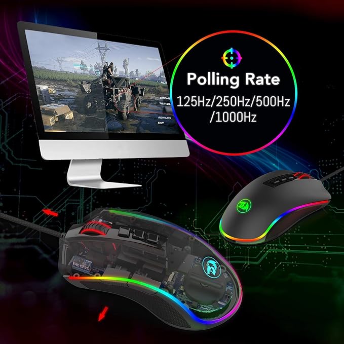 Redragon M711 Cobra Gaming Mouse with 16.8 Million RGB Color Backlit, 10,000 DPI Adjustable, Comfortable Grip, 7 Programmable Buttons