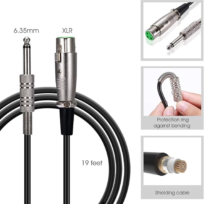 HOTEC Premium Wired Vocal Dynamic Handheld Microphones - Includes 19ft Detachable XLR Cable and ON/Off Switch - 2 Pack, Metal Black