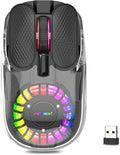 Wireless Bluetooth Mouse, Transparent BT+2.4G Dual-Mode Gaming Mouse with Magnetic Top Cover, Rechargeable RGB Backlit Computer Mouse for Laptop, PC, MacBook, iPad (Black)