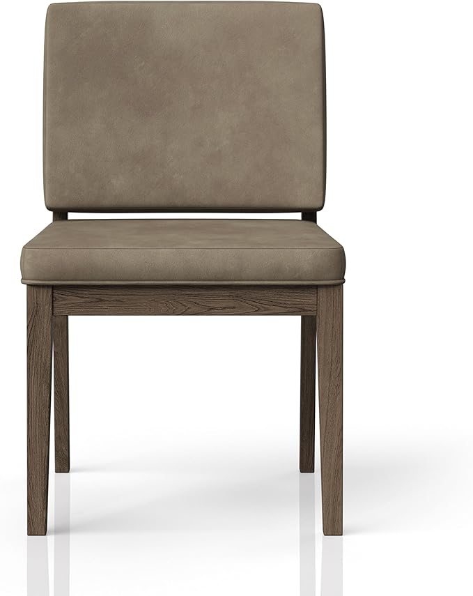 Modern Performance Leather Chair (Set of 2) - Soft Back Design with Leather Seat & Back, Comfortable Latte Finish Dining Chairs for Living Room, Kitchen, Modern Home Office