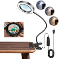 Akynite 10X Magnifying Glass with Light, 2 in 1 Magnifying Desk Lamp Clip on Mganifier with Light, 3 Color Modes 10 Brightness Levels, 58 LED Clip on Reading Lamp for Bed Crafts DIY Repair,No Adapter