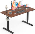 Standing Desk, Height Adjustable Electric Stand up Desk, 48 x 24 Inches Sit Stand Home Office Desk with Splice Board, Black Frame/Walnut Top
