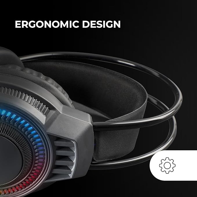 Mars Gaming MH124 FRGB Rainbow Gaming Headphones, Ergonomic Design, Flexible Microphone, Volume Control, Windows, Linux, Mac, PS4, PS5, Xbox One, Xbox Series X|S, Switch, Switch 2, Black