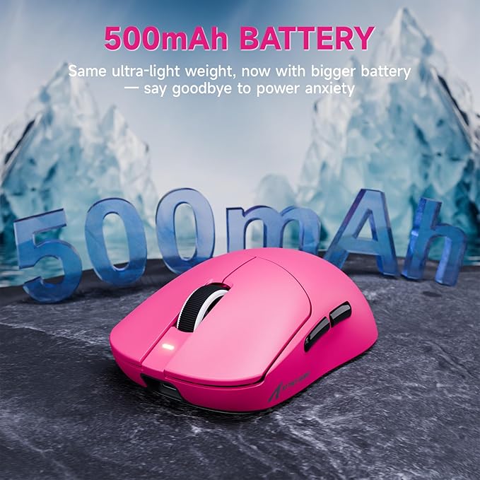ATTACK SHARK X8Plus 55g Superlight Wireless Gaming Mouse with 40K DPI,PAW 3395PRO Sensor, Broadcom BK52820 Chip,HUANO Switch,Web Driver,Tri-Mode Fit Large Hand Mice with RGB Cable -Berry Red