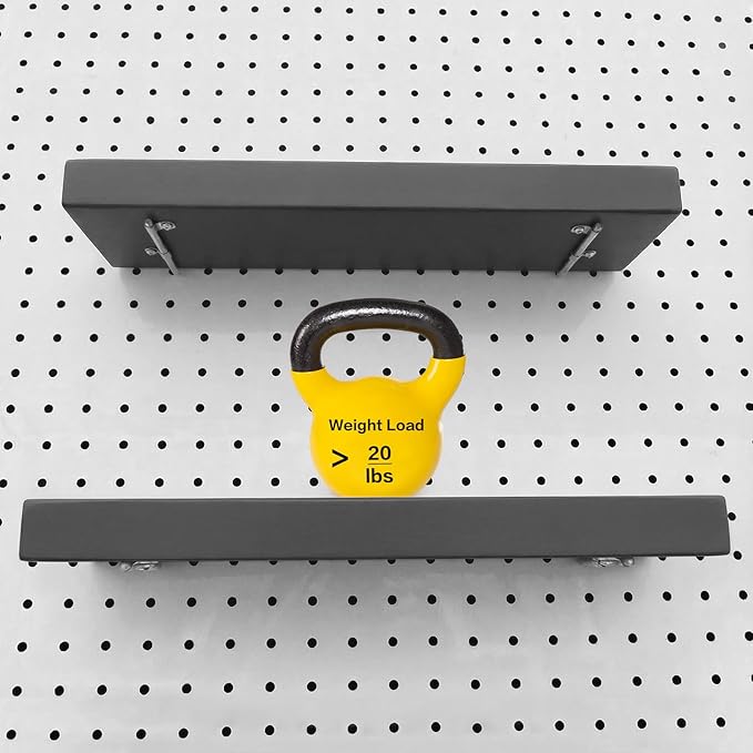 Black Pegboard Shelves with Lip, 14" x 4" Peg Board Racks 3Pack Wall Organizer Shelf, 1/4 inch Heavy Duty Metal Brackets Fit All Pegboards, Display Craft Garage Workbench Office Shelving Accessories