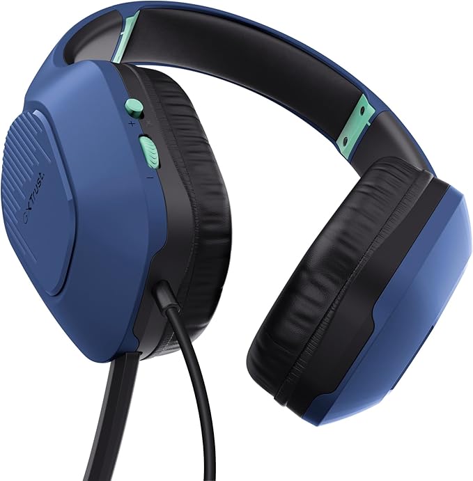 Trust Gaming GXT 415B Zirox Lightweight Gaming Headset with 50mm Driver for PC, Xbox, PS4, PS5, Switch, Mobile, 2m Cable, 3.5mm Audio Port, Over-Ear Headphones with Cable - Blue