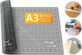 Ecraft Self Healing Cutting Mat 18x12 Inch A3, 5-Ply Double Sided Rotary Cutting Board with Grid, Grey/Black for Sewing, Quilting, Fabric & Craft Projects