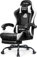 NEO CHAIR Video Gaming Chair with Footrest High Back Ergonomic Comfortable Office Computer Desk with Lumbar Support Height Adjustable with PU Leather Recliner for Adults Women Men (White)