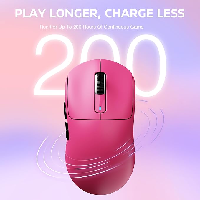 ATTACK SHARK X3 Lightweight Wireless Gaming Mouse with Tri-Mode 2.4G/USB-C Wired/Bluetooth,Up to 26K DPI, PAW3395 Optical Sensor,Kailh GM8.0 Switch,5 programmable Buttons for PC/Win/Mac(Berry Red)