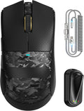 ATTACK SHARK X11 Ultra Carbon Fiber Wireless Gaming Mouse,8K Polling, PAW3950MAX Gaming Sensor,63g Ultra-Lightweight,Nordic 54L15 MCU Chip,Wired/BT/2.4Ghz with RGB Coiled Cable-Black&Griptape