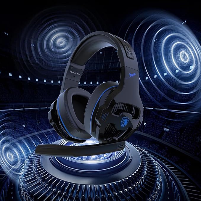 Gaming Headset with Microphone for PS5, PS4, Xbox Series X|S, Nintendo Switch, PC - 3.5mm Wired Over Ear Headphones, Noise Canceling Mic, Stereo Surround Sound, Soft Memory Foam - Black Blue