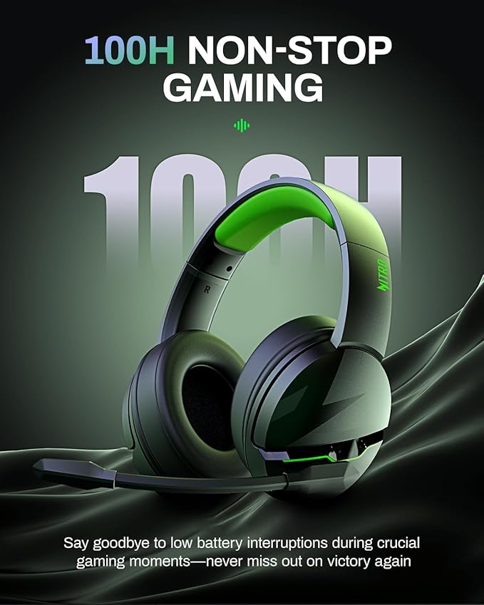 acer 2.4GHz Flex Wireless Gaming Headset | Red+Green | Non-Stop 100H Battery | Dynamic 50mm Drivers | Clear Voice Mic | Bluetooth5.3, 3.5mm | Gaming Headphones for PC, Meeting, Music, PS4 Headset