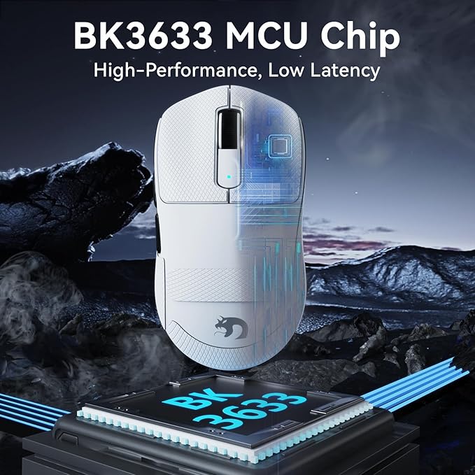 MAMBASNAKE M3 Wireless Gaming Mouse,39g Ultra-Lightweight BT/2.4GWireless/Wired Gaming Mouse,PAW3395PRO 40K DPI Optical Sensor,200Hrs Battery,Tape,Office Mice for PC/Win/Mac(White)