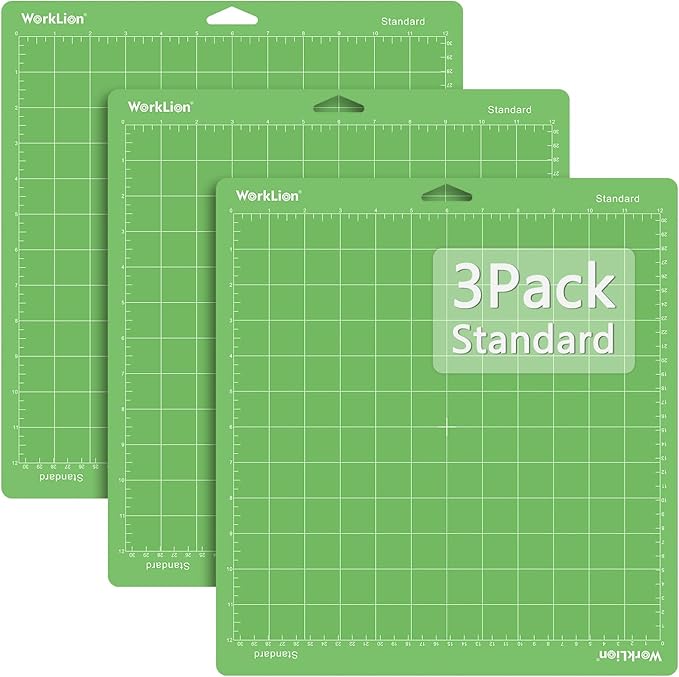 WORKLION 12x12 Standard Cutting Mat（3Pack) Compatible With Explore One/Air/Air 2/Maker Standard Adhesive Sticky Green Quilting Cricket Replacement Vinyl Cutting Mat