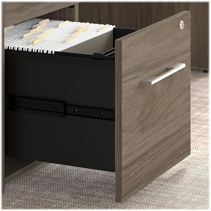 Bush Business Furniture Office 500 U Shaped Executive Desk with Drawers and Hutch, 72W, Modern Hickory