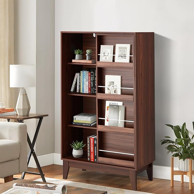 Home Office Furniture Set 4, 47 Inch Writing Desk with Hutch and Bookshelf, 3 Drawer File Cabinet with Printer Stand, Wide Bookshelf with Door, 5-Tier Rotating Bookshelf Tower with Display Shelf