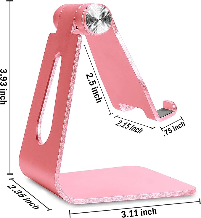 Phone & Tablet Stand Adjustable Multi‑Angle Aluminum Phone & Tablet Stand Non‑Slip Dock/Cradle/Charging Station for Desktop, Bed, Kitchen, Office (Rose Gold)