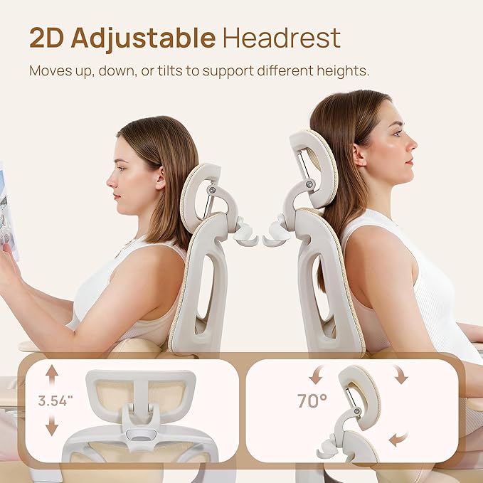 CabLady S1 Petite Ergonomic Home Desk Chair with Footrest and Headrest, High Back Fixed Lumbar Support with Detachable Pillow, Reclining Cute Office Chair for Women & Girls, 300 LBS Capacity