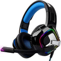 August Gaming Headphones for PC PS4 Xbox Switch Wired USB Double Jack EPG100L - Gaming Headset with RGB-LED Light Noise Reduction Microphone 50mm Driver Flip Mute 4D Surround Sound 3.5mm Cable