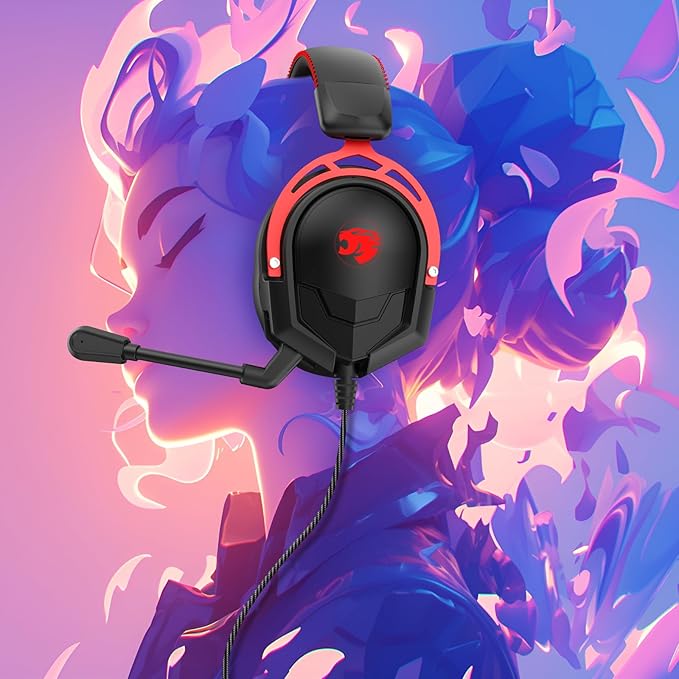 IMYB A88 Gaming Headset with Mic for Ps5, Pc, Xbox One Series X/s, Ps4, Switch, Stereo Wired Noise Cancelling Headphones with Microphone for Computer, Laptop, Mac, Nintendo, Games (Red)