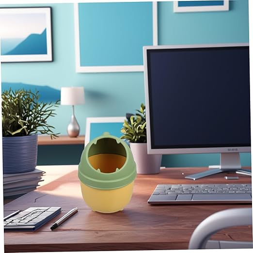 Operitacx Cute Half Lid Trash Can Mini Desk Waste Basket Lid for Office Study Dorm Dinosaur Design Small Trash Bin for Bedroom