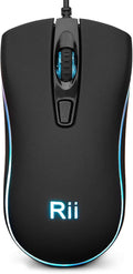 Rii RM105 Wired Mouse,Computer Mouse with Colorful RGB Backlight,Comfortable Grip Ergonomic Optical,USB Wired Mice Support Windows PC, Laptop,Desktop,Notebook,Chromebook