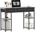HOMCOM 47" Computer Desk with 3 Fabric Drawers, Home Office Desk with Adjustable Shelves, Small Writing Desk with Storage, Black