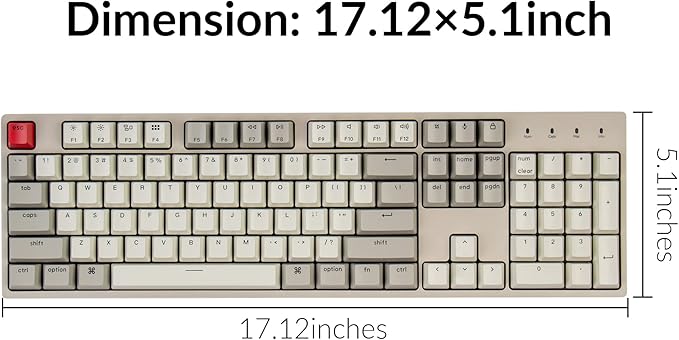 Keychron C2 Full Size Hot-swappable Wired Mechanical Keyboard Compatible with Mac, Keychron Brown Switch, 104 Keys ABS Retro Color Keycaps Gaming Keyboard for Windows, USB-C Type-C Braid Cable