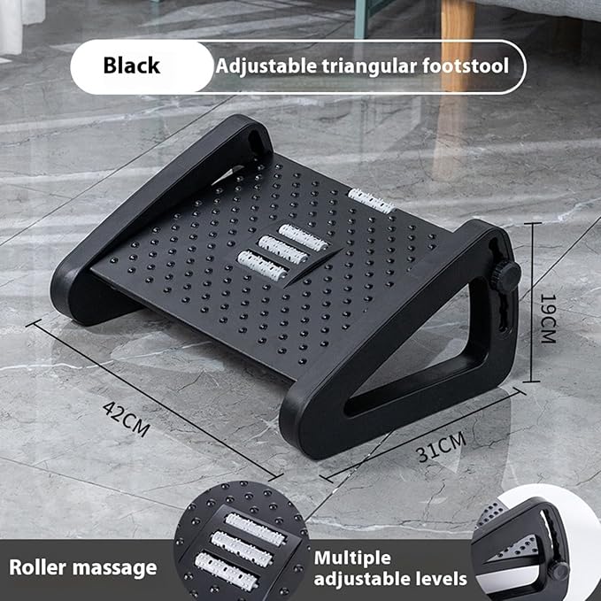 Adjustable Height Foot Rest with Massage Surface for Under Desk, 6 Height Adjustable Foot Stool for Desk at Work for Home, Office