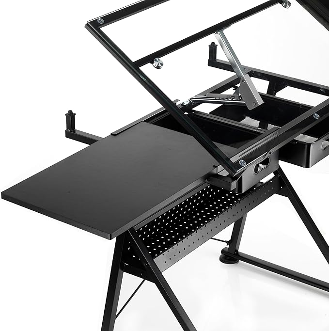 Artist's Loft Artist Table - Glass-Top Table for Drafting, Drawing, Sketching, Painting, and Arts & Crafts - 1 Pack