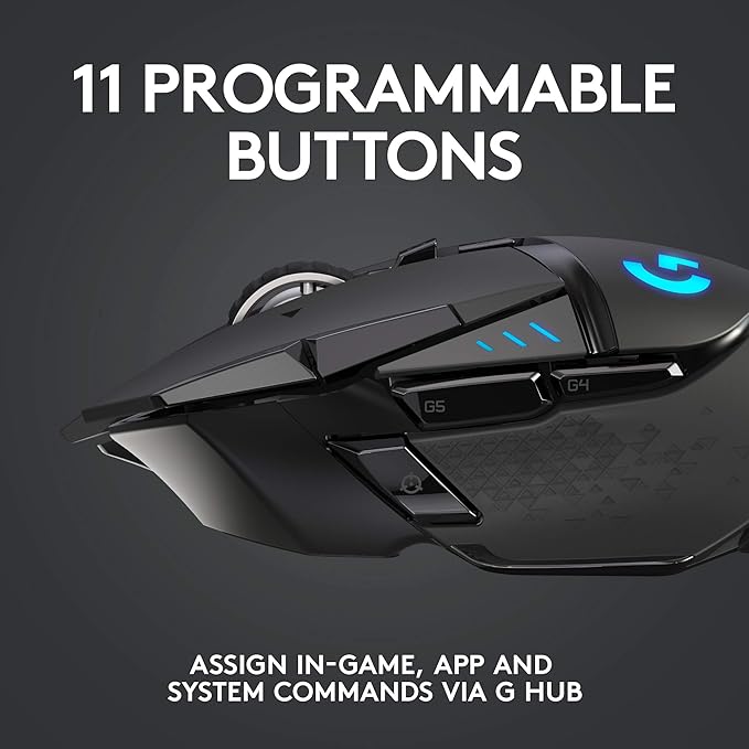 Logitech G502 Lightspeed Wireless Gaming Mouse | Hero Sensor, 25,600 DPI, 11 Programmable Buttons, Tunable Weights, RGB Lighting, Onboard Memory, PC/Mac | Signature Series Power Bundle