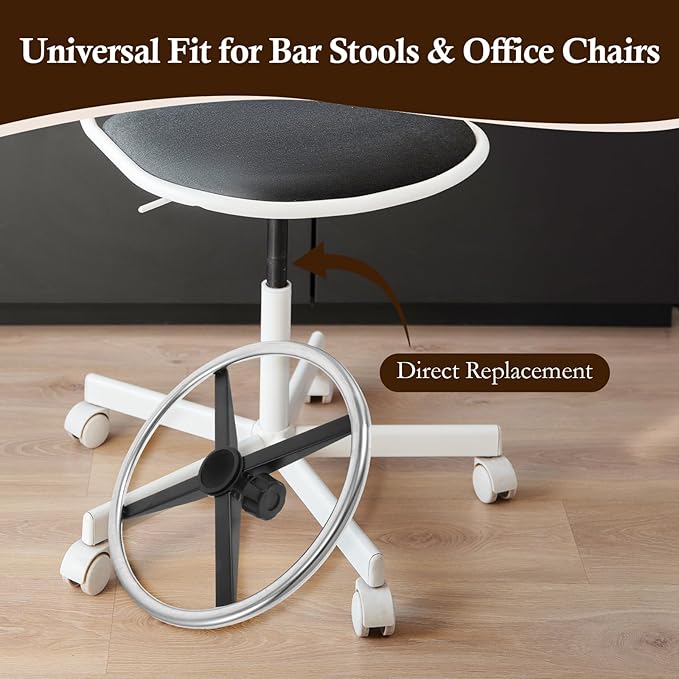 Generic Rotating Footrest Ring for Office Chairs, Spare Parts Made of Stainless Steel, Circle for Office Desk Chair, 40cm