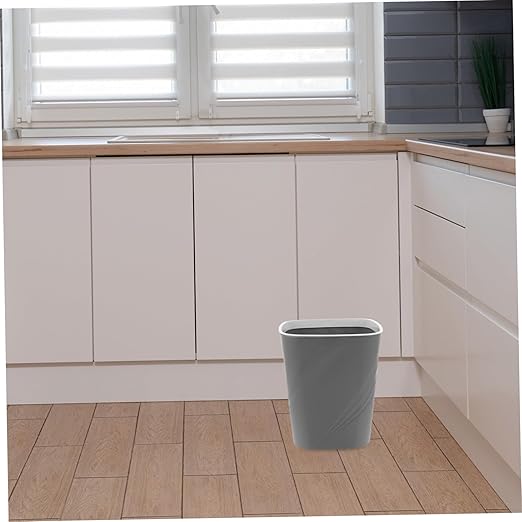 Ultra Slim Trash Can Large Capacity Open Top Waste Container for Home Office Bathroom and Under Sink Grey Small Garbage Bin for Quick Disposal