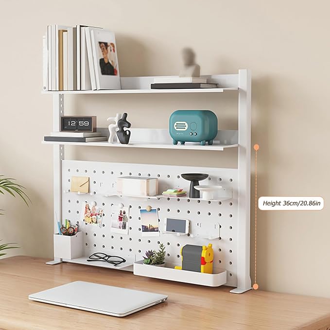 Clamp on Desk Organizer Shelf, Desk Extender with Pegboard, Gaming/Computer Desk Accessories with Shelf, Privacy Panel for Office, Clamp-on Desktop Shelving Syste (Black, Black, 47.0in/120cm)