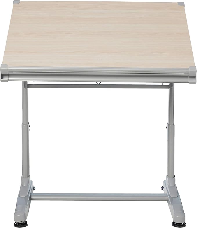 Stand Up Desk Store Adjustable Height and Angle Drafting Table Drawing Desk with Large Surface (Silver Frame/Birch Top, 40" W X 26" D)