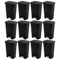 Sterilite 11.9 Gallon Rectangular Step On Kitchen Plastic Indoor Wastebasket with Wide Opening Lid and Comfort Handle for Home, Black (12 Pack)