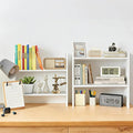 Desktop Shelves - Dorm Desk Shelf Organizer, Mini Bookshelf, 2 Tier Desktop Bookshelf for Workspace Organizers, Tabletop Shelf, Office Desk Shelves White 2 Pack