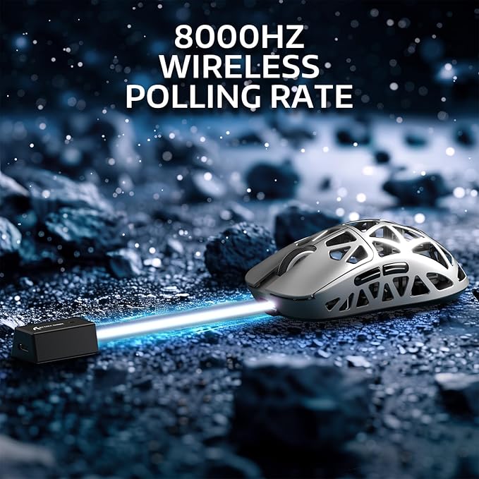 ZIYOU LANG x Attack Shark R2 Superlight Wireless Gaming Mouse,Magnesium Alloy, PixArt PAW 3950 Sensor,Adjustable 42K DPI,8K Hz Polling Rate,5 Programmable Button,Long Battery Life,PC/Mac/Xbox/PS-Grey