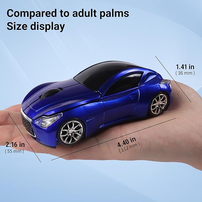 elec Space Wireless Car-Shape Mouse, Blue, 2.4GHz, 1600 DPI, USB Receiver, Cute Gaming Mouse for Kids