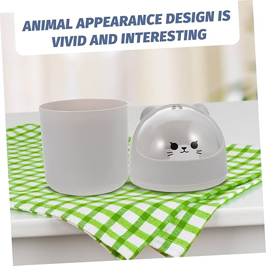 GLEAVI Cute Bear Desktop Trash Can Lid Mini Waste Bin for Office Bedroom and Table Slim Plastic Garbage Container for Home Use