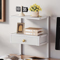 VENNQD Clamp On Desk Shelf, 2-Tier Desktop Organizer, Wood Desktop Supplies Tabletop Book Storage Rack with Adjustable Shelves for Table Working and Gaming Accessories, White