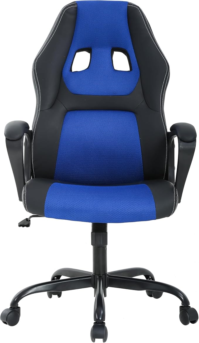 PayLessHere Gaming Chair Ergonomic Office Chair Computer Chair with Lumbar Support Ergonomic Pu Leather Adjustable Height Executive Chair for Women Men and Adults (Classic, Blue)