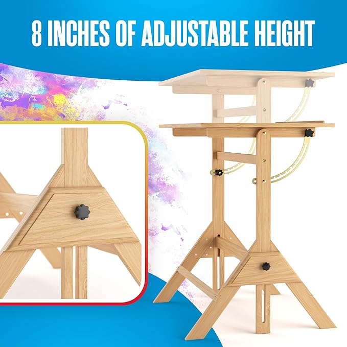 Houseables Portable Drafting Table, Artist Table, Drafting Desk, Artist Desk, Architect, Painting, Blueprint, Blue Print, Plan, Drawing, Art, Architectural, Adults, Dibujo, Wood, Adjustable, 36" x 24"