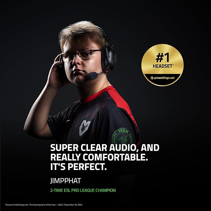 Razer BlackShark V2 Pro Wireless Gaming Headset: Super Wideband Mic - Pro Tuned FPS Profiles - 50mm Drivers - Plush Noise Isolating Earcups - 70 Hr Battery - Bluetooth - for PC, PS5, Switch 2 - Black