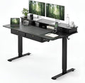 CubiCubi 48" x 24" Standing Desk with Drawers, Height Adjustable Electric Workstation, Computer Sit Stand Up Table with Large Storage Shelf 4 Drawers and 2 Hooks, Black