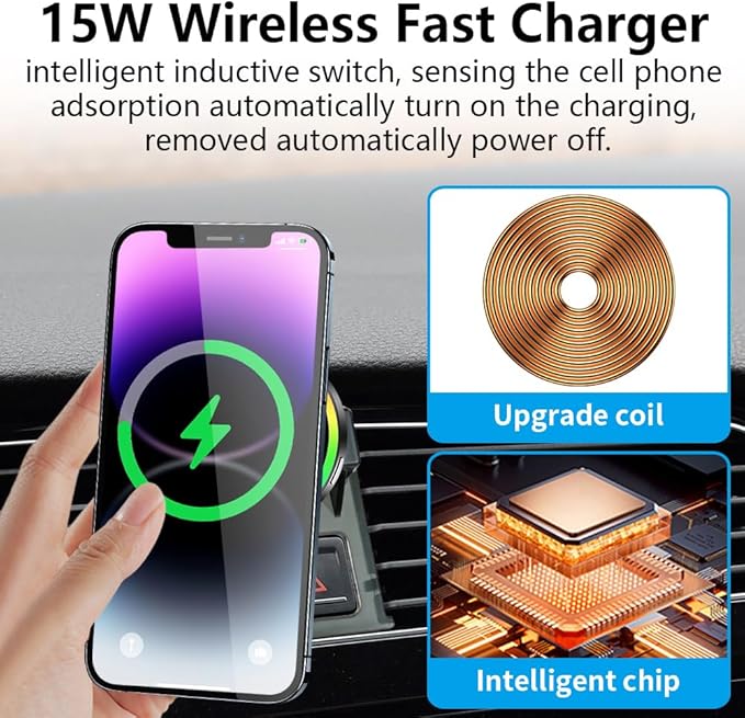 Car Magnetic Phone Mount for Volkswagen VW Golf R/GTI 2015 2016 2017 2018 2019 2020 2021 Auto Interior Accessories Best Cellphone Holder Fast 15W Wireless Charger Cell Phones Charging Screen Stand