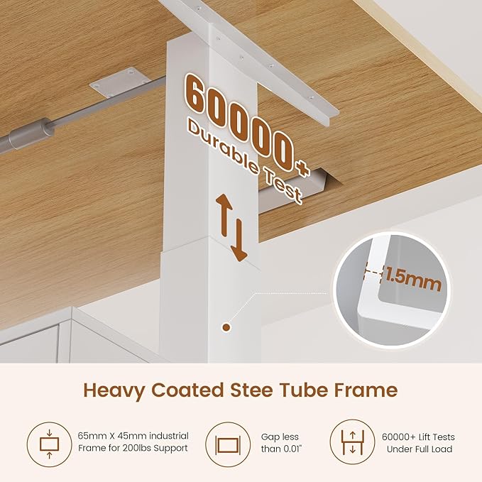 SEDETA Electric Standing Desk with 6 Drawers, 55" Adjustable Stand up Desk with Storage, Computer Desks with Power Outlets for Home Office, White + Oak