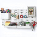Keepo Peg Board Wall Organizer – Plastic Pegboard Panels, Modular Peg Board Storage System for Home Office, Craft Room, Gaming Setup (White, 22″×11″)
